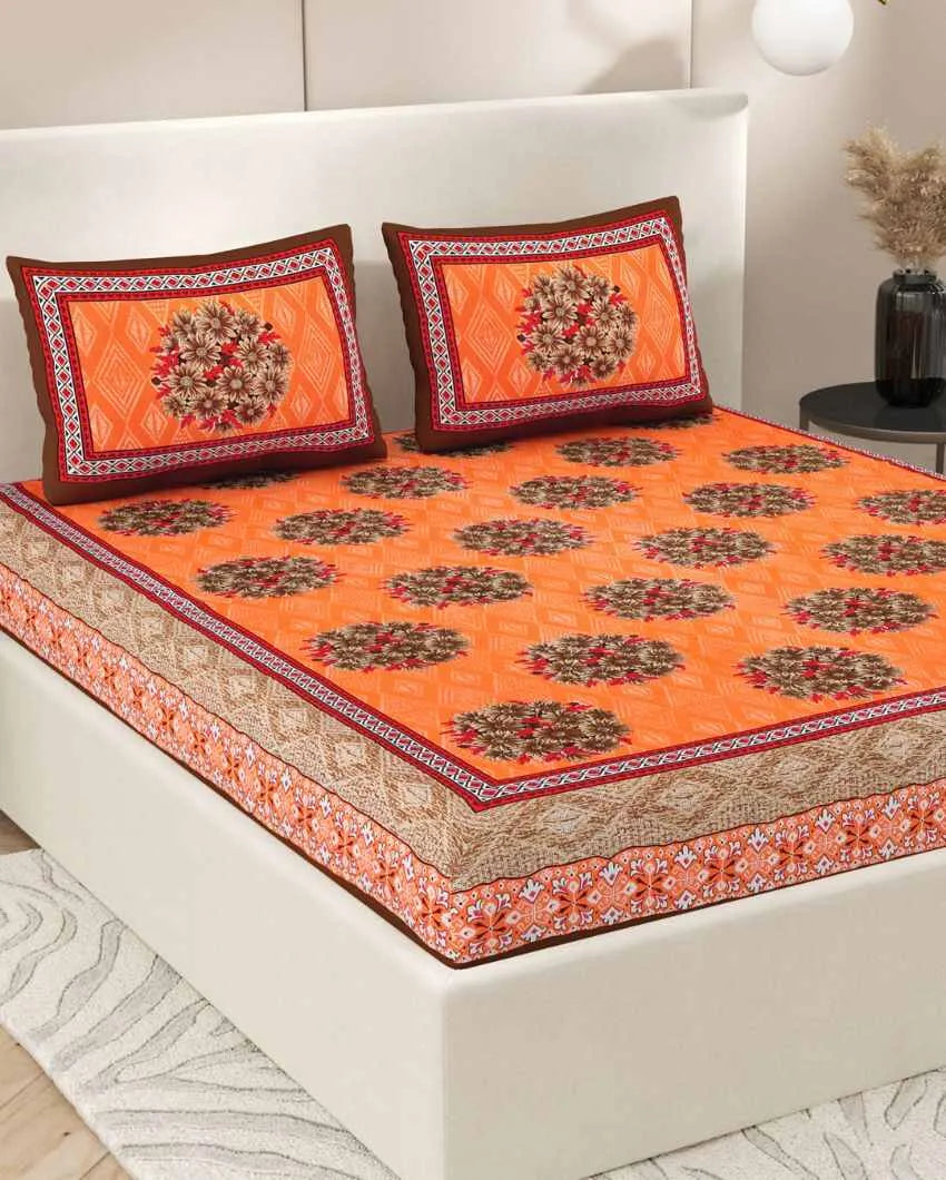 Graceful Jaipuri Hand Printed Cotton Bedding Set | Multiple Colors | Queen Size | 92 x 87 inches