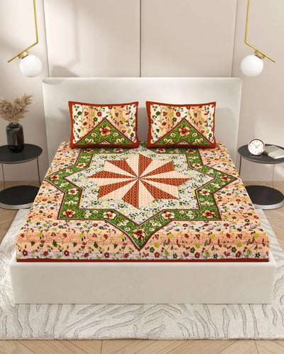 Jaipuri Vintage Hand Printed Cotton Bedding Set | Queen Size | 92 x 87 inches