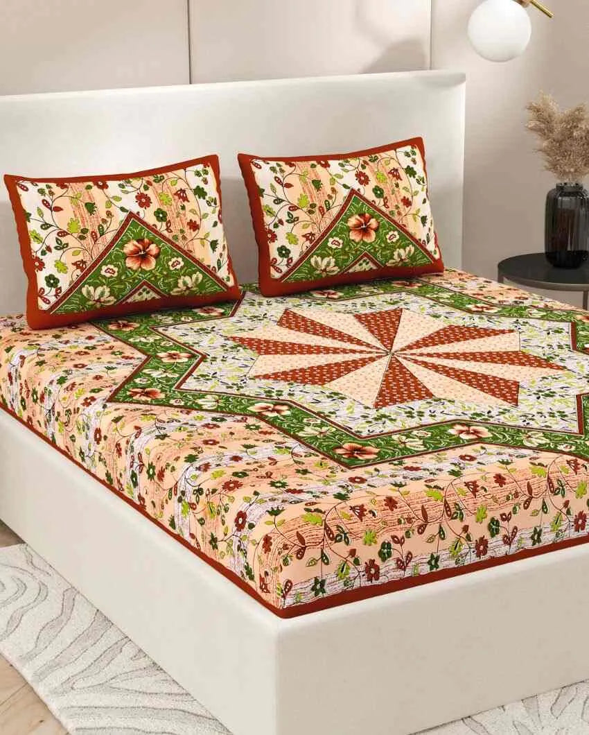 Jaipuri Vintage Hand Printed Cotton Bedding Set | Multiple Colors | Queen Size | 92 x 87 inches