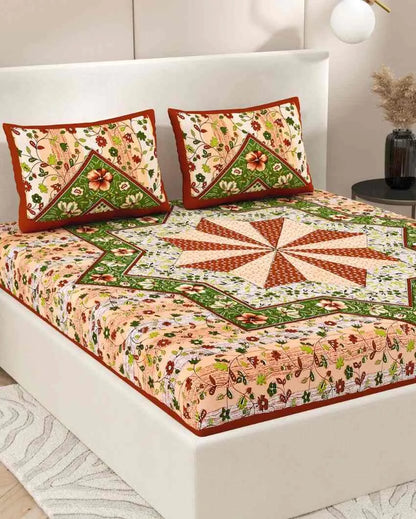 Jaipuri Vintage Hand Printed Cotton Bedding Set | Queen Size | 92 x 87 inches