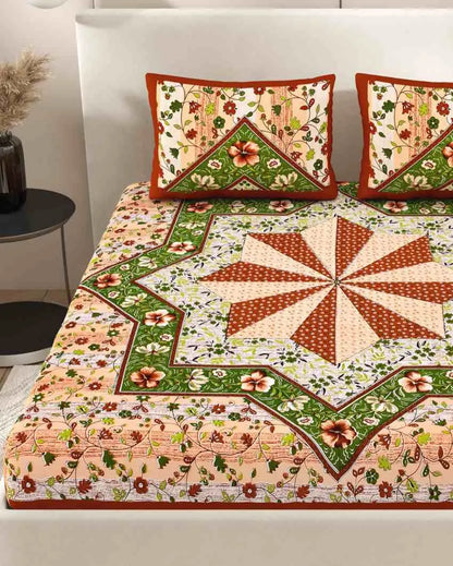 Jaipuri Vintage Hand Printed Cotton Bedding Set | Multiple Colors | Queen Size | 92 x 87 inches