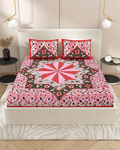 Jaipuri Vintage Hand Printed Cotton Bedding Set | Multiple Colors | Queen Size | 92 x 87 inches