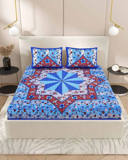 Jaipuri Vintage Hand Printed Cotton Bedding Set | Queen Size | 92 x 87 inches