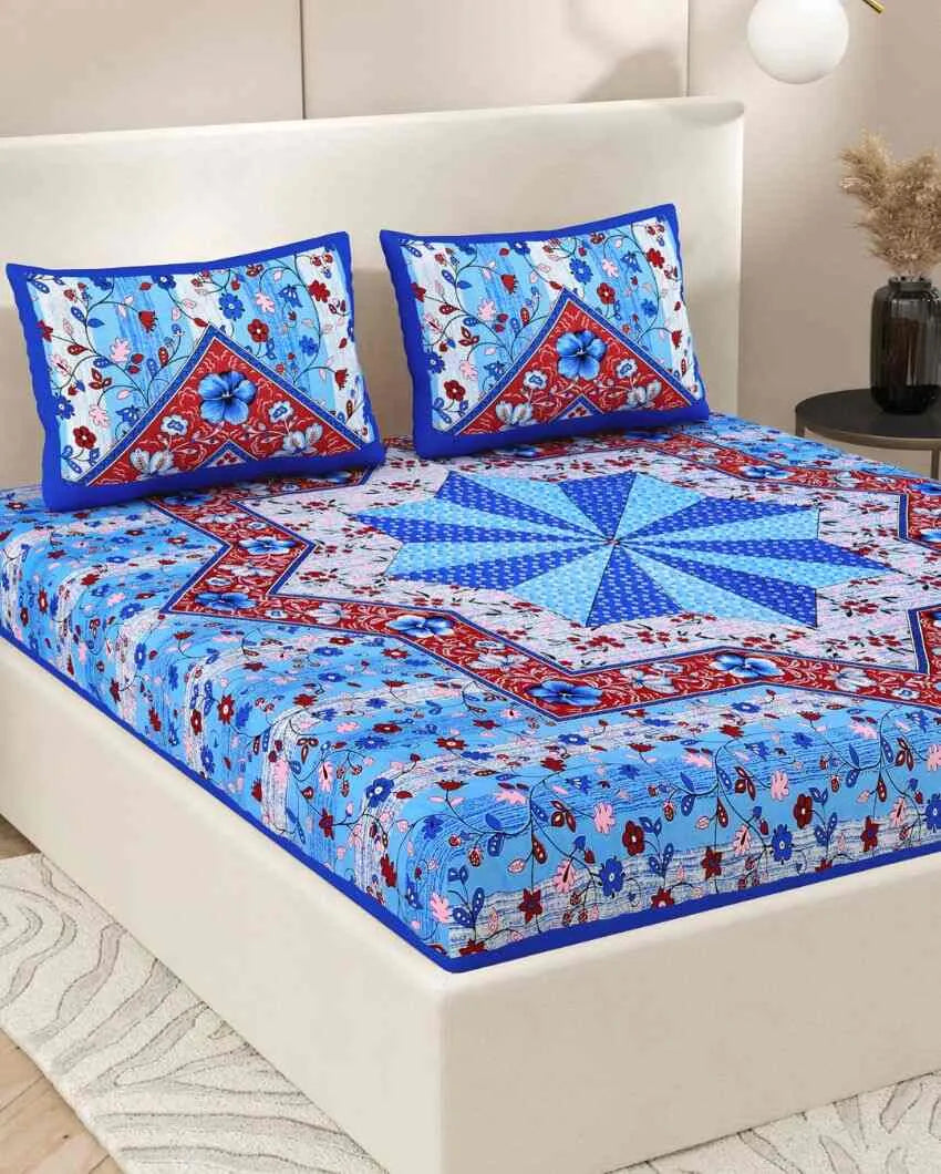 Jaipuri Vintage Hand Printed Cotton Bedding Set | Multiple Colors | Queen Size | 92 x 87 inches