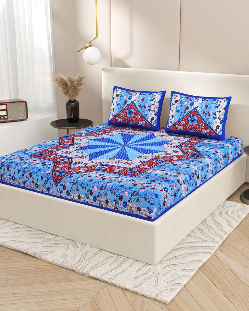 Jaipuri Vintage Hand Printed Cotton Bedding Set | Multiple Colors | Queen Size | 92 x 87 inches