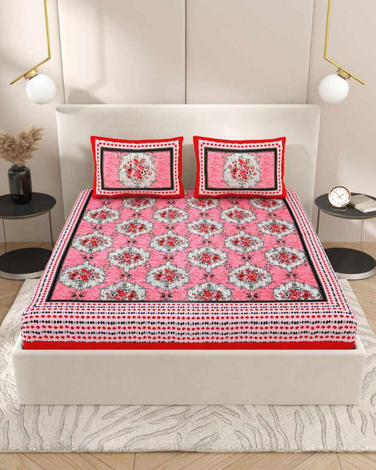 Jaipuri Aesthetic Art Hand Printed Cotton Bedding Set | Queen Size | 92 x 87 inches