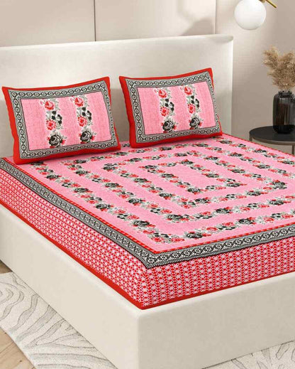 Antique Art Jaipuri Hand Printed Cotton Queen Size Bedsheet | Multiple Colors | Queen Size | 92 x 87 inches