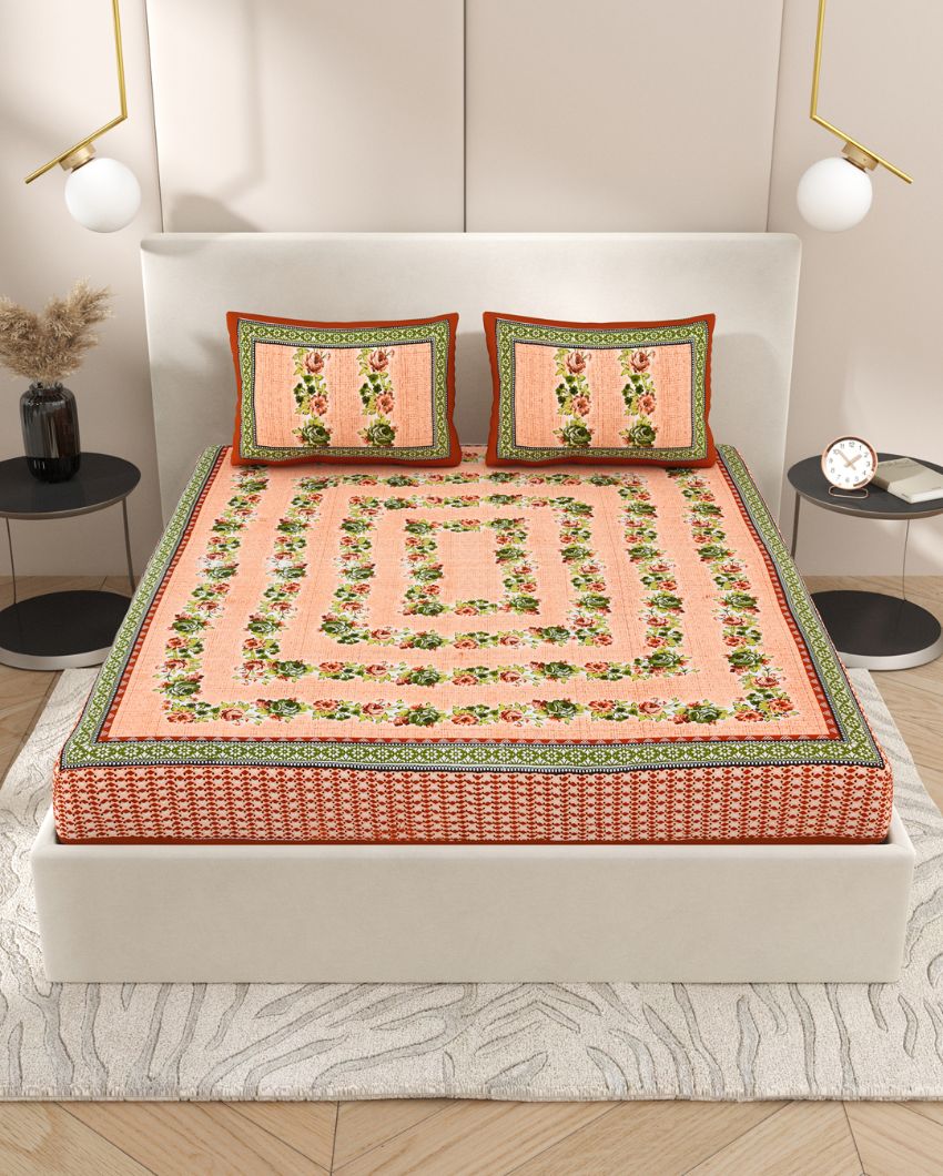 Antique Art Jaipuri Hand Printed Cotton Queen Size Bedsheet | Queen Size | 92 x 87 inches