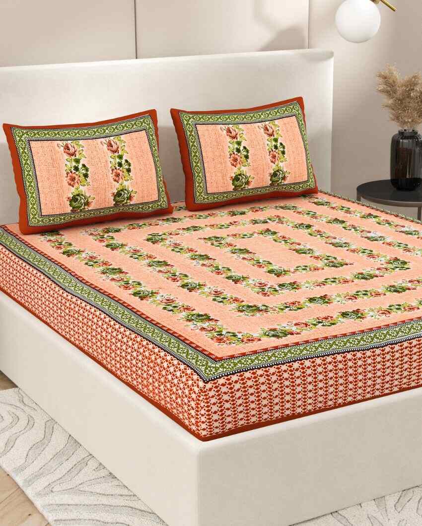 Antique Art Jaipuri Hand Printed Cotton Queen Size Bedsheet | Multiple Colors | Queen Size | 92 x 87 inches