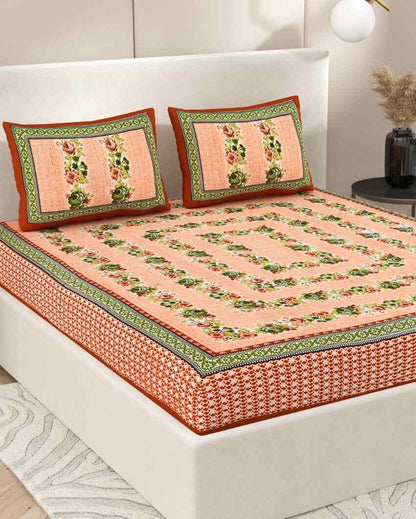 Antique Art Jaipuri Hand Printed Cotton Queen Size Bedsheet | Multiple Colors | Queen Size | 92 x 87 inches