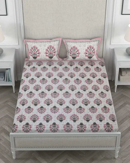 Beautiful Planter Hand Printed Jaipuri Cotton Bedding Set | King Size | 90 x 106 inches