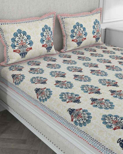 Beautiful Planter Hand Printed Jaipuri Cotton Bedding Set  | Multiple Colors | King Size | 90 x 106 inches