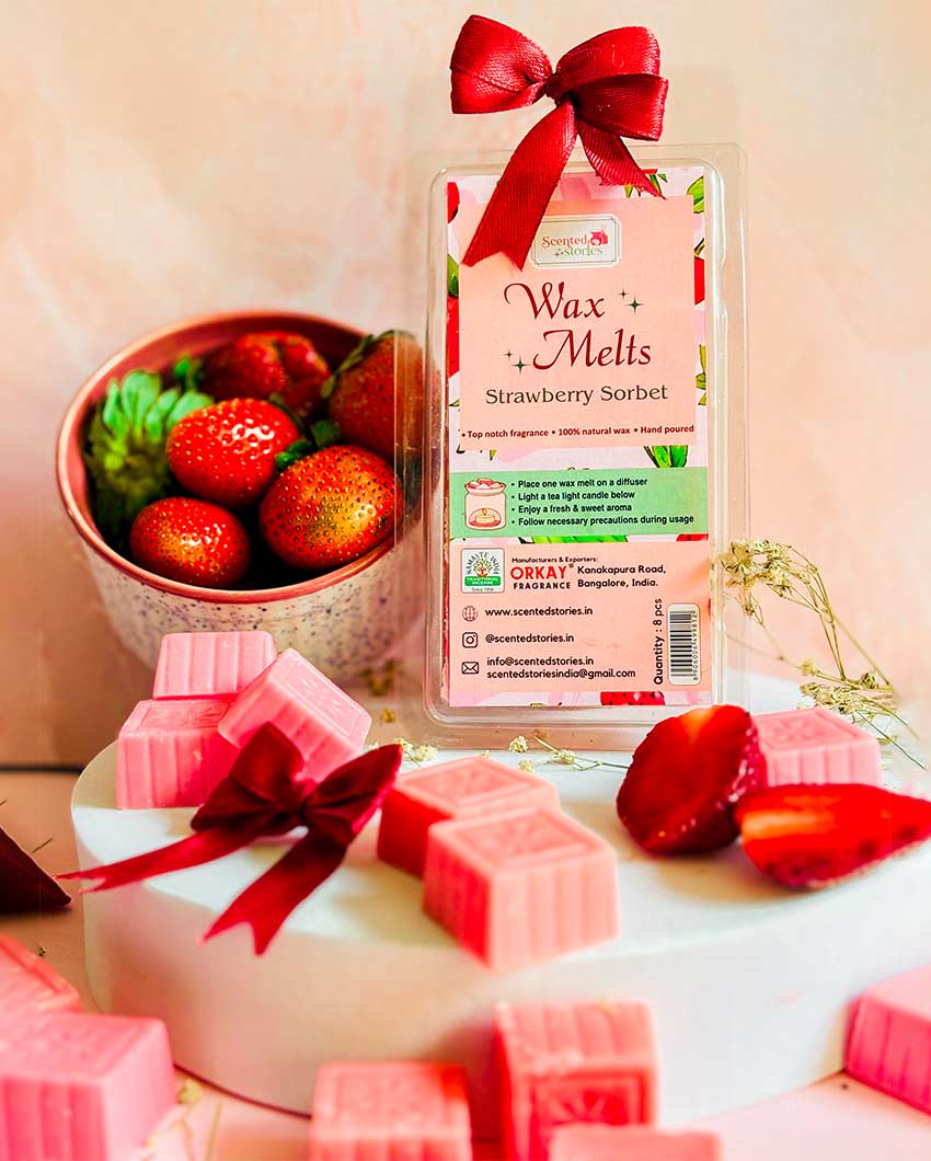 Strawberry Sorbet Wax Melts Sweet Fruity Scent for Delight | Set of 2 | 2 x 2 inches