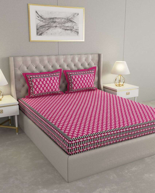 Super Jaipuri Tranquility Art Print Cotton Bedding Set| King Size | 108 x 87 inches