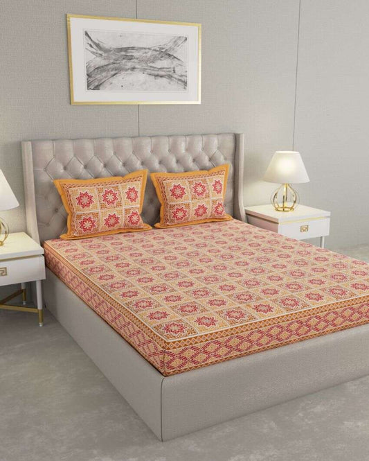 Super Jaipuri Breathable Floral Print Cotton Bedding Set | King Size | 108 x 87 inches