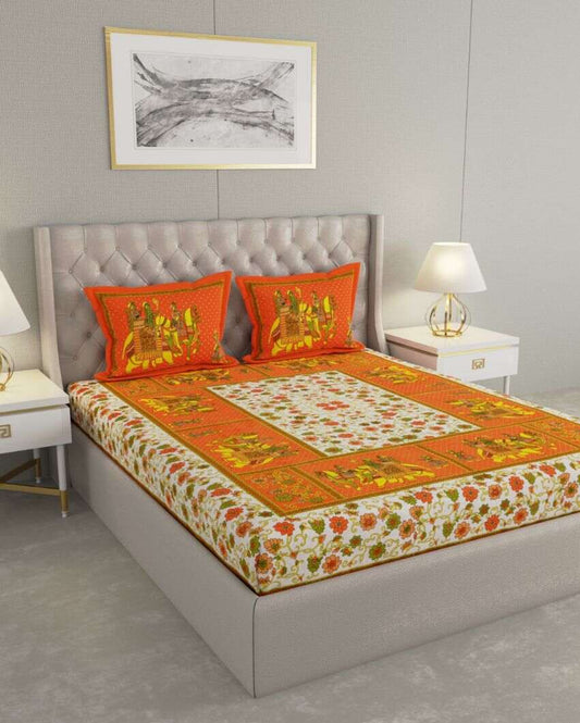 Super Jaipuri Old Style Print Cotton Bedding Set | King Size | 108 x 87 inches