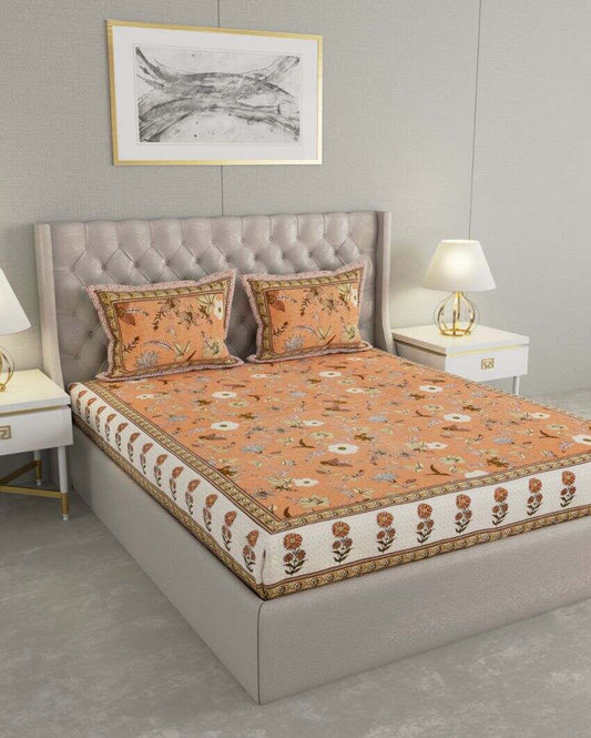 Super Jaipuri Floral Garden Print Cotton Bedding Set | King Size | 108 x 87 inches