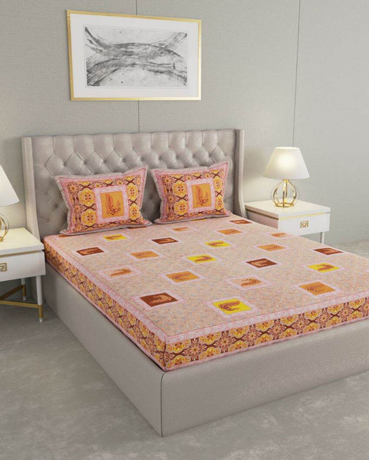 Super Jaipuri Peacock Print Cotton Bedding Set | King Size | 108 x 87 inches