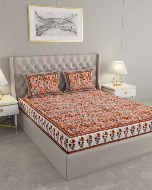Super Jaipuri Botanical Print Cotton Bedding Set | King Size | 108 x 87 inches