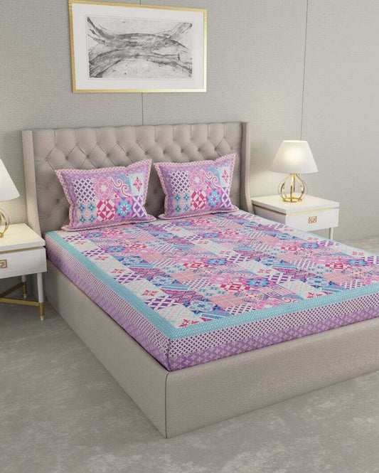 Super Jaipuri Flora-inspired Illustration Print Cotton Bedding Set | King Size | 108 x 87 inches