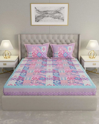 Super Jaipuri Flora-inspired Illustration Print Cotton Bedding Set | Multiple Colors | King Size | 108 x 87 inches