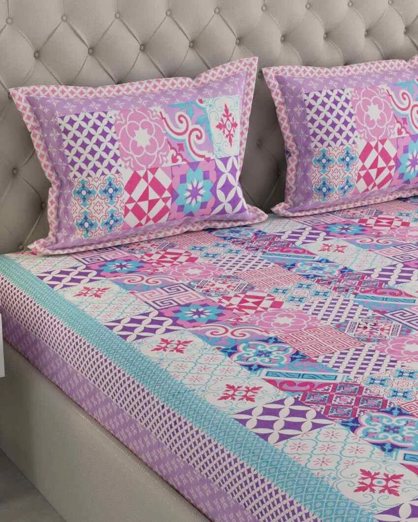 Super Jaipuri Flora-inspired Illustration Print Cotton Bedding Set | Multiple Colors | King Size | 108 x 87 inches