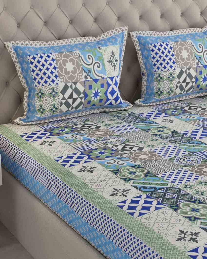 Super Jaipuri Flora-inspired Illustration Print Cotton Bedding Set | Multiple Colors | King Size | 108 x 87 inches