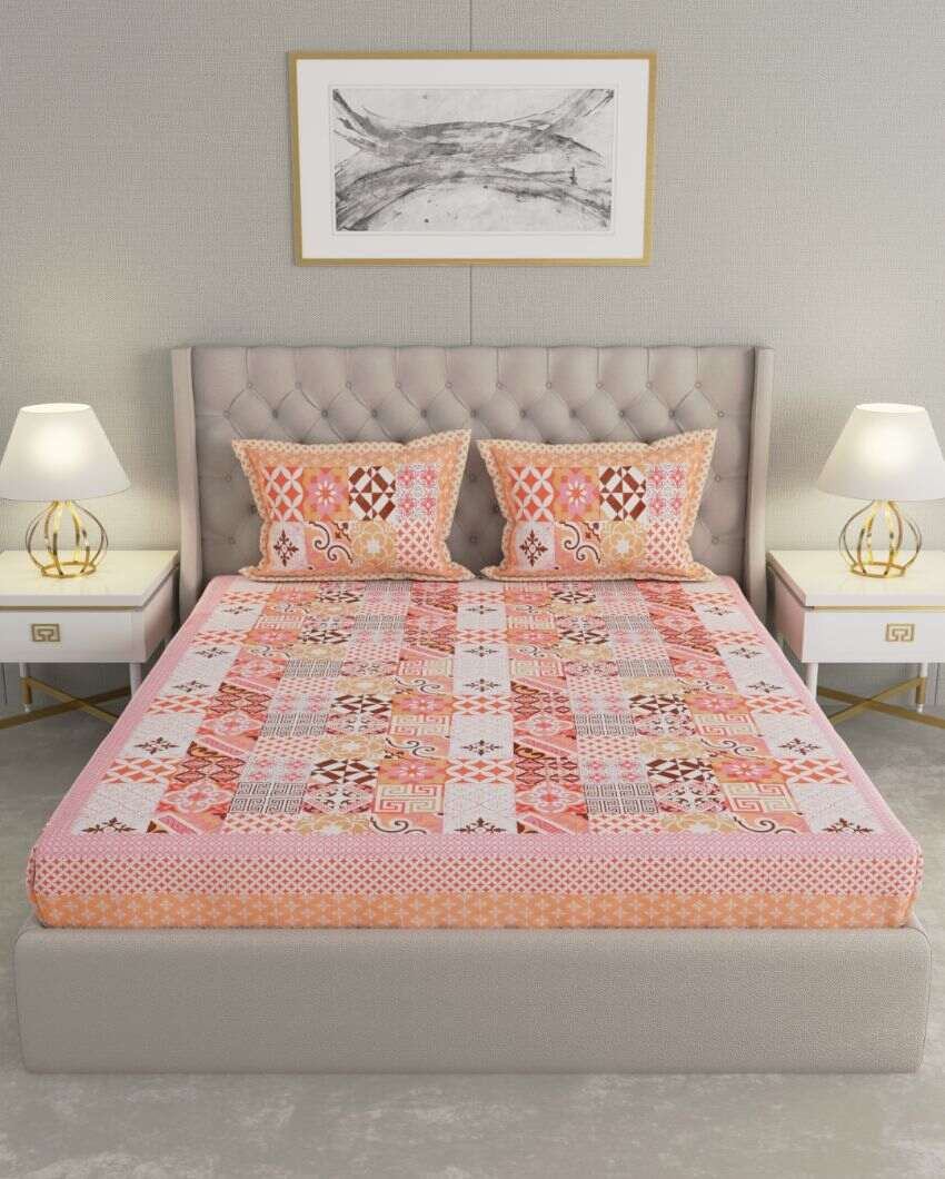 Super Jaipuri Flora-inspired Illustration Print Cotton Bedding Set | King Size | 108 x 87 inches