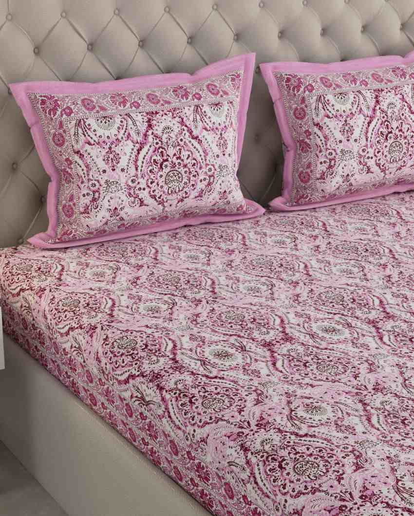 Beautiful Jaipuri Print Cotton Fabric Bedding Set | Multiple Colors | King Size | 108 x 87 inches