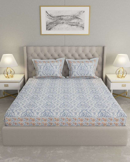 Beautiful Jaipuri Print Cotton Fabric Bedding Set | Multiple Colors | King Size | 108 x 87 inches