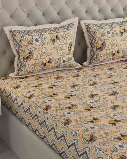 Mini Floral Garden Jaipuri Print Cotton Bedding Set | King Size | 108 x 87 inches