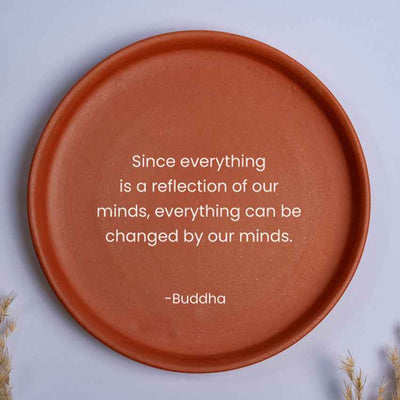 Enlightened Thought Buddha Quote Brown Terracotta Wall Decor Plate | 8 inches