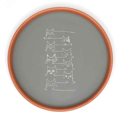 Expressive Strokes Quirky Cat Line Art Brown Terracotta Wall Decor Plate | 8 inches