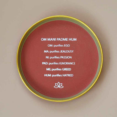 Meditative Power Om Mani Padme Hum Brown Terracotta Wall Decor Plate | 8 inches