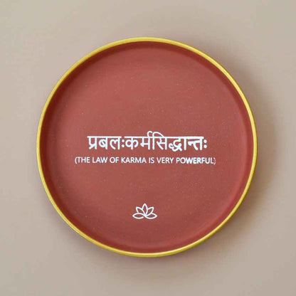 Karmic Balance The Law of Karma Brown Terracotta Wall Decor Plate | 8 inches