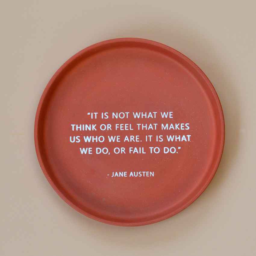 Classic Perspective Jane Austen Quote Brown Terracotta Wall Decor Plate | 8 inches