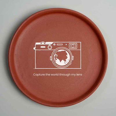 Visionary Lens Camera Art Brown Terracotta Wall Decor Plate | 8 inches