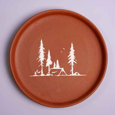 Wild Adventure Forest Camping Brown Terracotta Wall Decor Plate | 8 inches