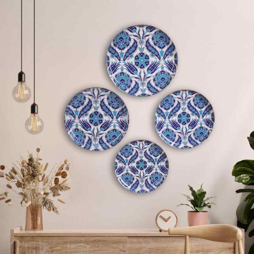 Turkish Indigo Metal Wall Plates | Set Of 4