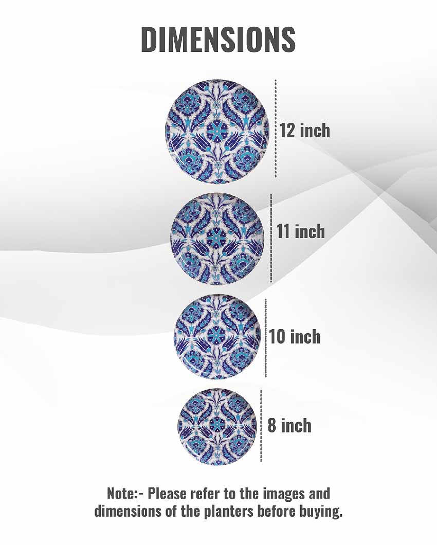 Turkish Indigo Metal Wall Plates | Set Of 4