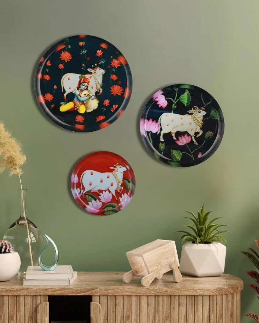 Pichwai Cow Metal Wall Art | Set Of 3