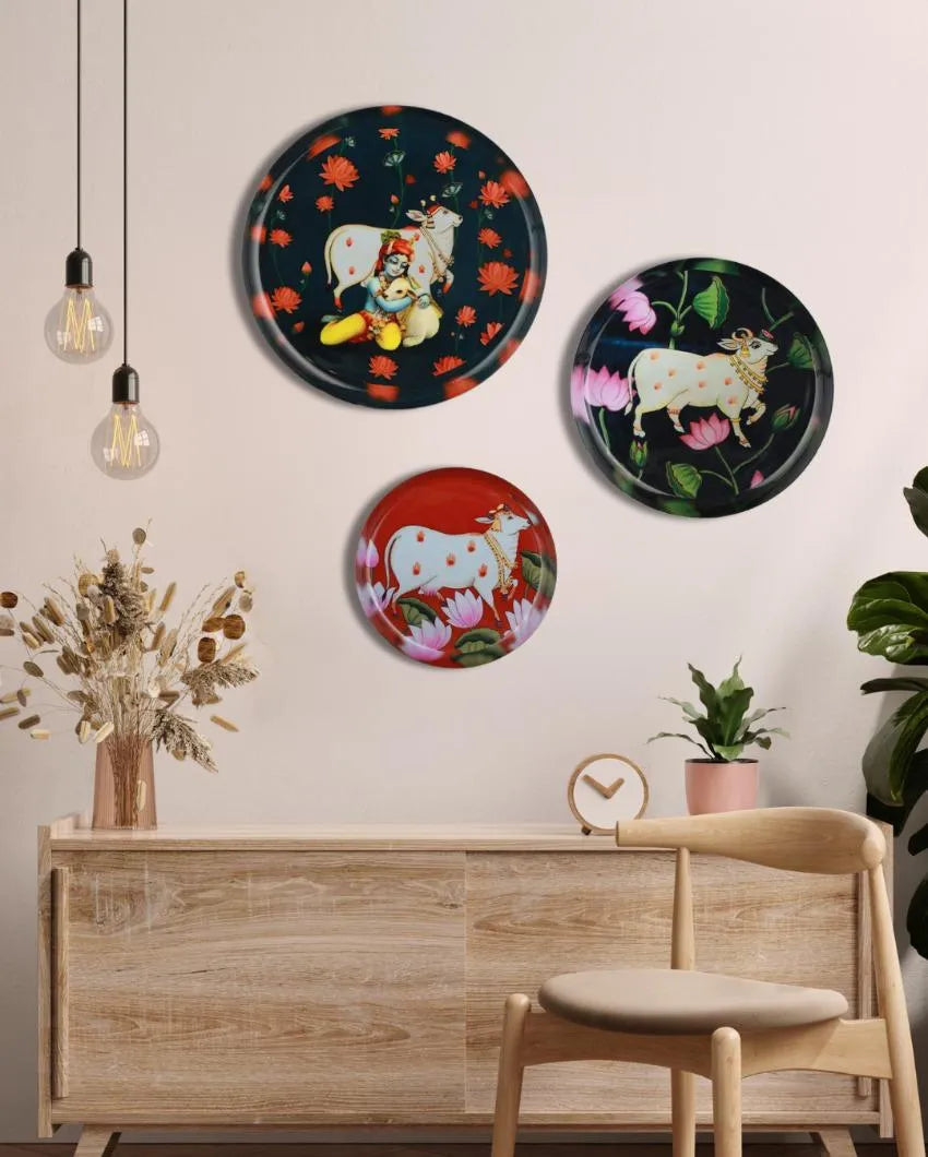 Pichwai Cow Metal Wall Art | Set Of 3