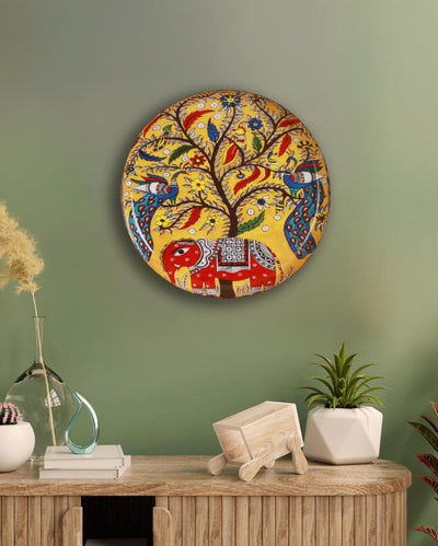 Madhubani Nature Wall Art Metal Plate |Dia 10 Inches