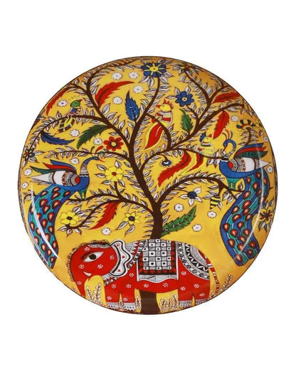 Madhubani Nature Wall Art Metal Plate |Dia 10 Inches