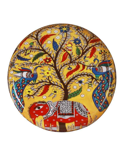 Madhubani Nature Wall Art Metal Plate |Dia 10 Inches