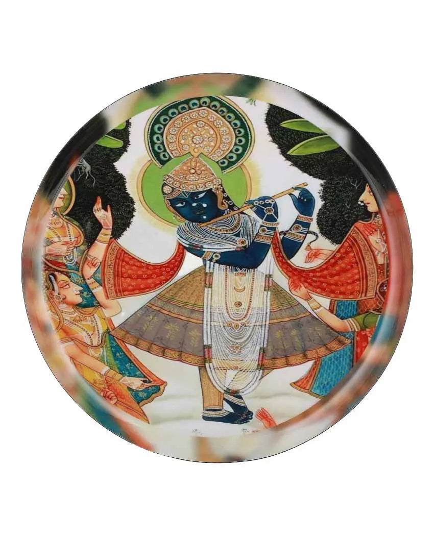 Shreenathji Metal Wall Art Plate | Dia 12 Inches