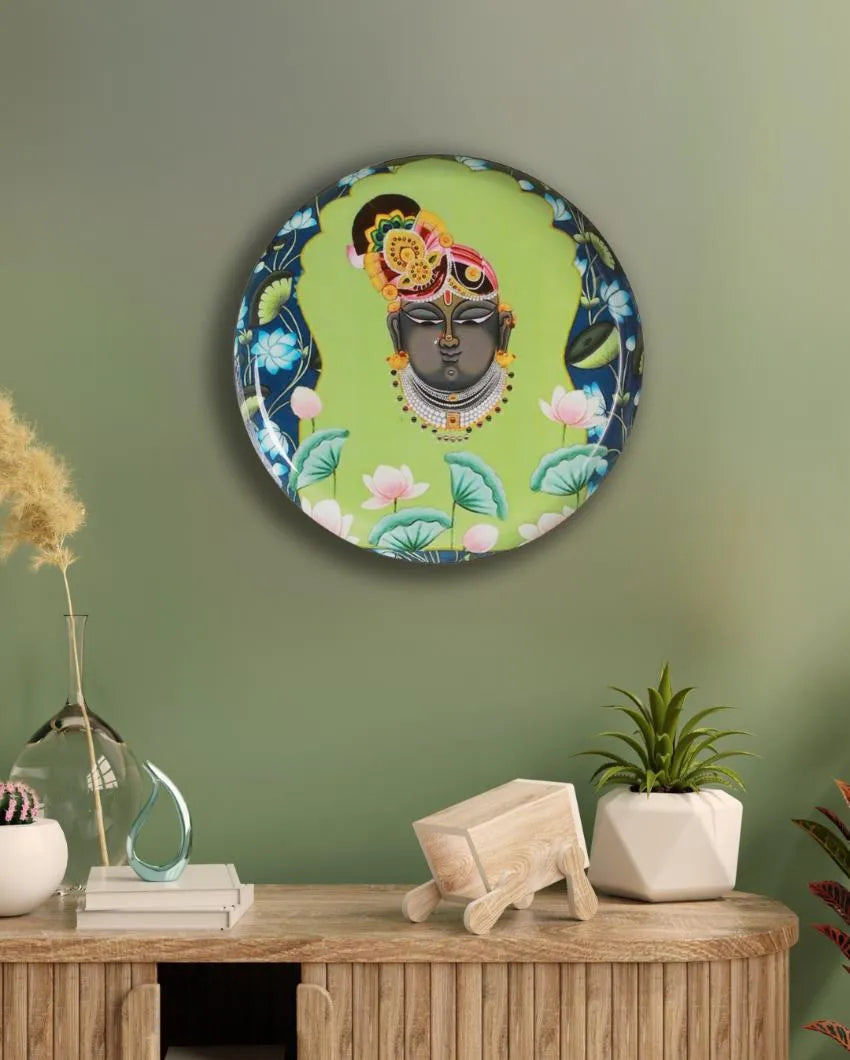 Shree Krishna Ji Wall Art Metal Plate | Dia 12 Inches