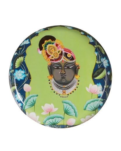 Shree Krishna Ji Wall Art Metal Plate | Dia 12 Inches