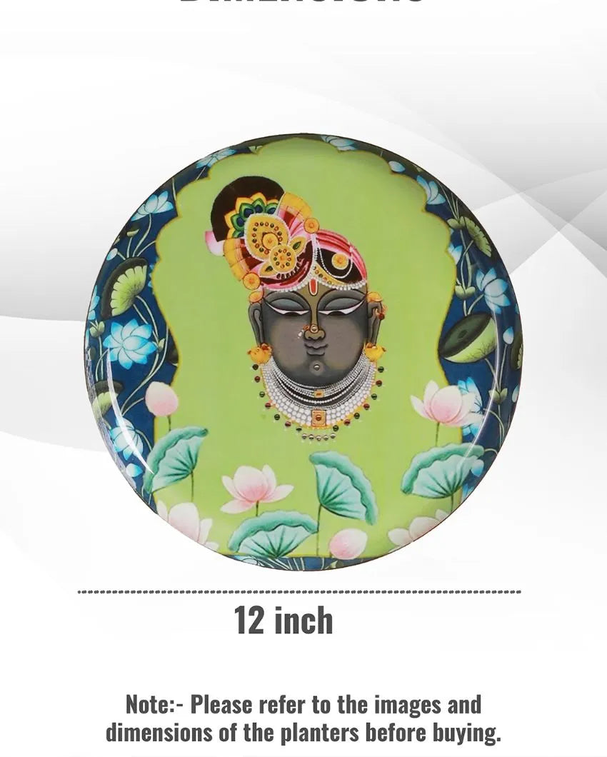 Shree Krishna Ji Wall Art Metal Plate | Dia 12 Inches