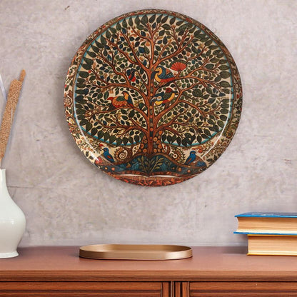 Beautiful Crafted Multicolor Shade Madhubani Tree Wall Plate | 10 inches